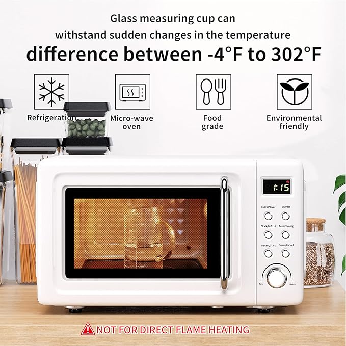 77L Glass Measuring Cup, [Insulated handle, V-Shaped Spout], High Borosilicate Glass Measuring Cup for Kitchen or Restaurant, Easy To Read, 1000 ML (1 Liter, 4 Cup)