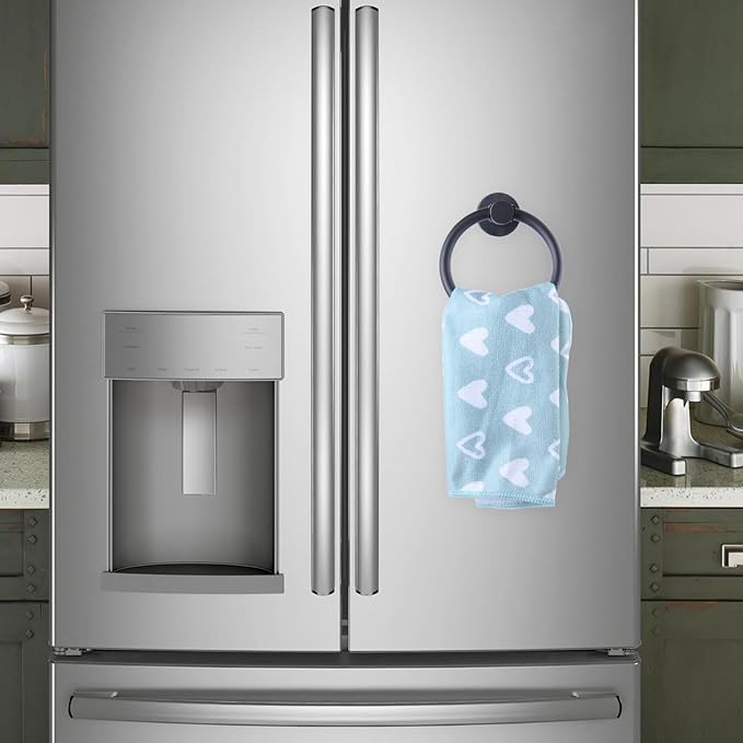 Magnetic Towel Holder for Refrigerator, Magnet Towel Ring Hand Towel Bar Hook Hanger for Fridge, Kitchen Dishwasher, Stove, Oven, Sink, Laundry Washer, Dryer, Black
