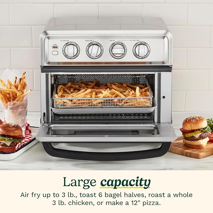 Cuisinart Air Fryer Toaster Oven, 1800W, 8-in-1 with Air Fry, Convection, Broil & Warm, 0.6 Cubic Feet, 60-Minute Timer, TOA-70NAS, Stainless Steel