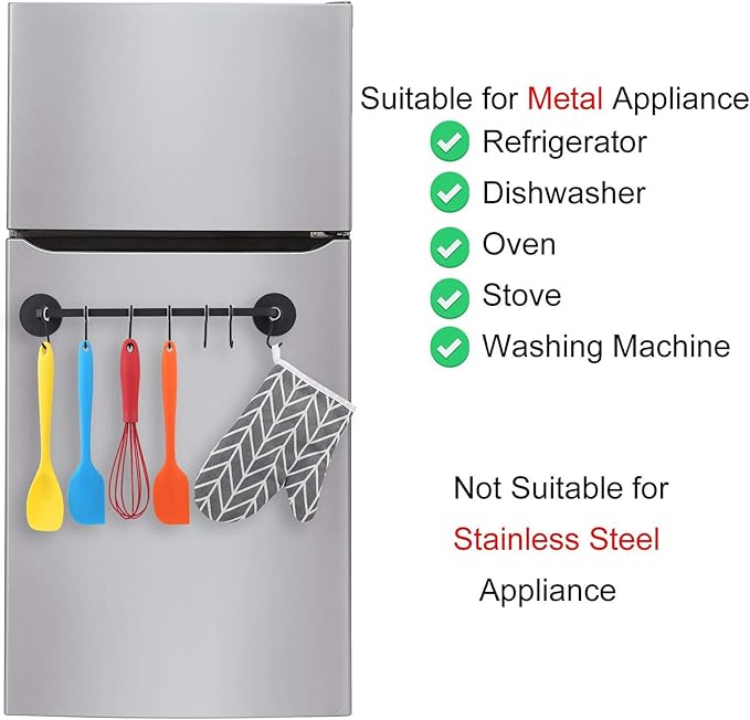 7 Hooks Magnetic Utensil Holder Untensil Rack Tool Hanger Organizer for Refrigerator, Metal Cabinet, Metal Stove, Grill, BBQ