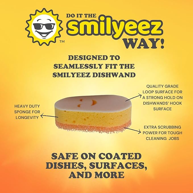 Smilyeez Caddy Combo, Sink Caddy, Smiling Handle, 2 Scrub Moji Sponges, Dishwand with 2 Mini Moji Sponges (Black)