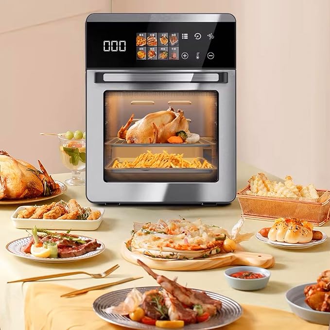 18QT Large Air Fryer Oven with Touch Screen Display, 10-in-1 Air Fry, Roast, Bake, Broil, Dry, Frozen, Proof Combo with Window, Family-Size, Multi-Function, Healthy Cooking 120V