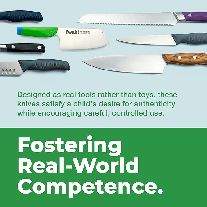 Pinch Mini Kids Kitchen Knife - Montessori Toddler Safety Knife for Real Cooking | Ages 3+ Learning Tool | Non-Slip Pinch-Grip Handle | BPA Free