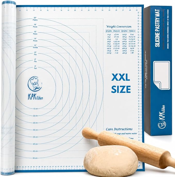 XXL Silicone Pastry Mat – Non-Slip, Easy-Clean Rolling Mat for Dough, Cookies, Pie, Bread, Pizza & Fondant – Extra Large 23.5” x 31.5” Baking Mats Board with Printed Measurements & Conversion Chart