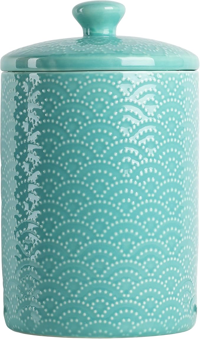 10 Strawberry Street Embossed Ceramic Kitchen Canister Set, Set of 3, Tide Blue