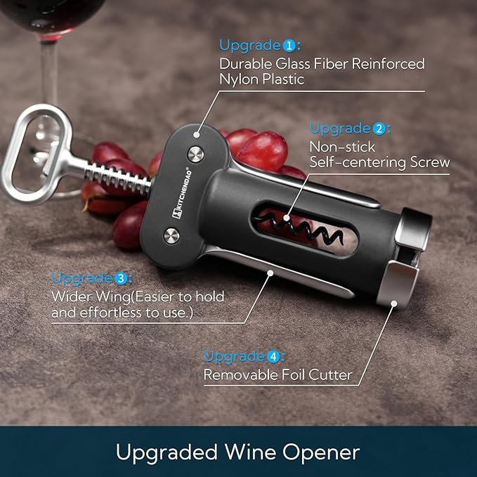 KITCHENDAO Rechargeable Electric Wine Aerator Dispenser and Luxury 3 in 1 Wine Opener with Foil Cutter