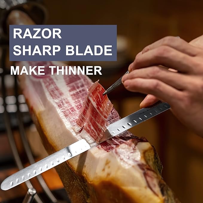 DELFINA 12 Inch Brisket Slicing Knife W/Sheath & SoftGrip Handle, Sharp Premium Carving Slicing Knife For Meat Cutting, Great for Slicing Roasts, Meats, Fruits and Vegetables