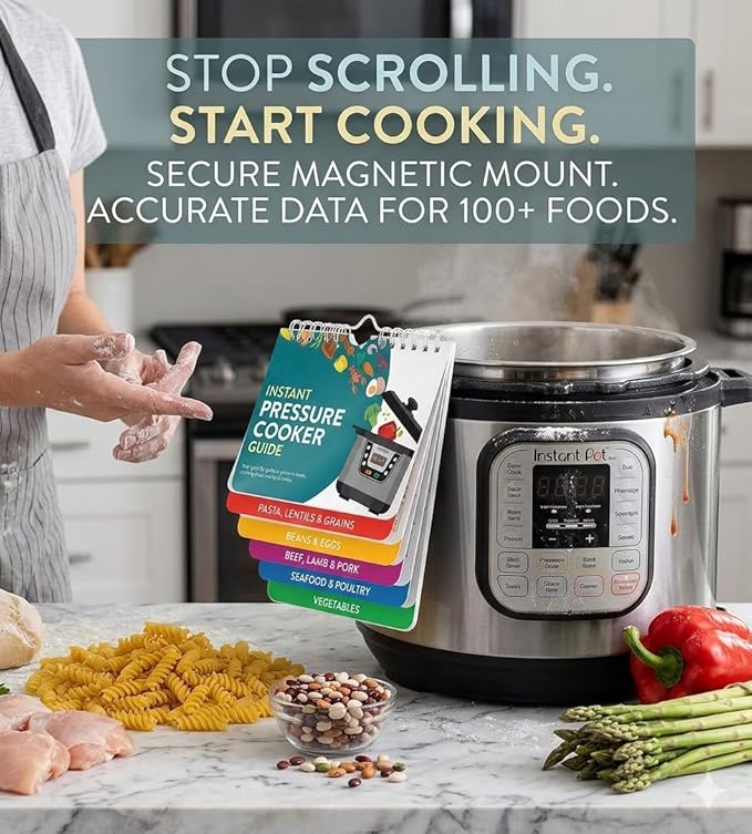 Instant Pot Magnetic Cheat Sheet – Waterproof Laminated 7"x6" Color‑Coded Cooking Times Chart, Instapot Quick Reference Guide, Pressure Cooker Accessories, Easy Kitchen Gadget for All Home Cooks