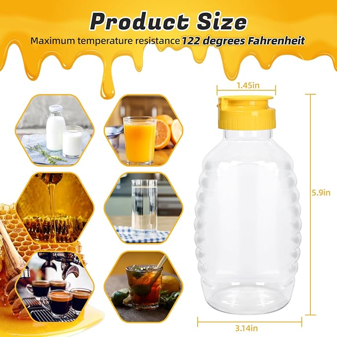 24 Pack Honey Bottle, Honey Bottles Squeeze 16 oz,With LeakProof Flip-Top Caps,Refillable Honey Plastic Jars,Plastic Honey JarsFor Storing And Dispensing.