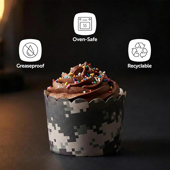 Restaurantware Baking Cups 200 Pack of 10 oz Paper Cupcake Liners Greaseproof Scalloped Oven-Safe Elegant Dessert Muffin Cups Disposable for Parties