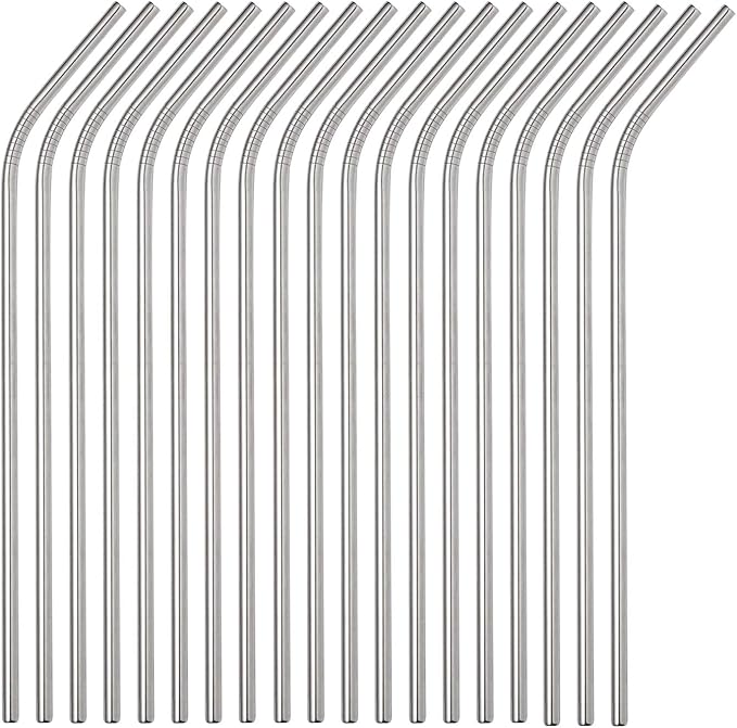 Reusable Metal Straws - 100pcs, 8.5'' & 10.5'' Stainless Steel Straws for 20oz & 30oz Tumblers, Bent & Straight Options