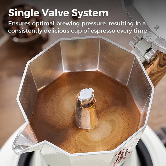 Bincoo Blue Moka Pot 6 Cups, Espresso Maker Stovetop, Aluminum Espresso Pot Classic Italian Coffee Maker,Single Safety Valve