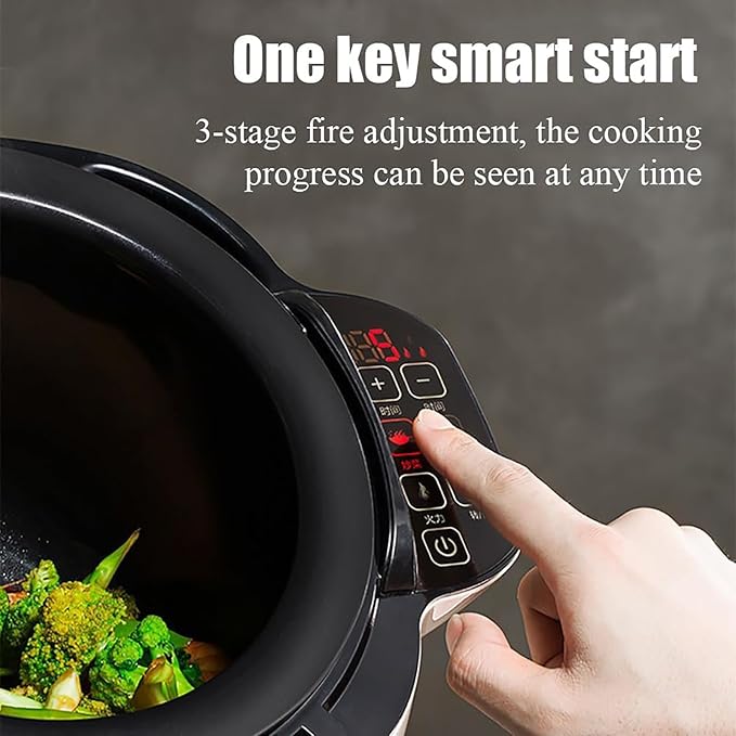 Automatic Cooking Machine, 6L Auto Cooking Wok Fried Rice Machine,One-Click Smart Start, 360 ° Automatic Rotation, for Stir Frying,Stewing,Cooking,110V1000W