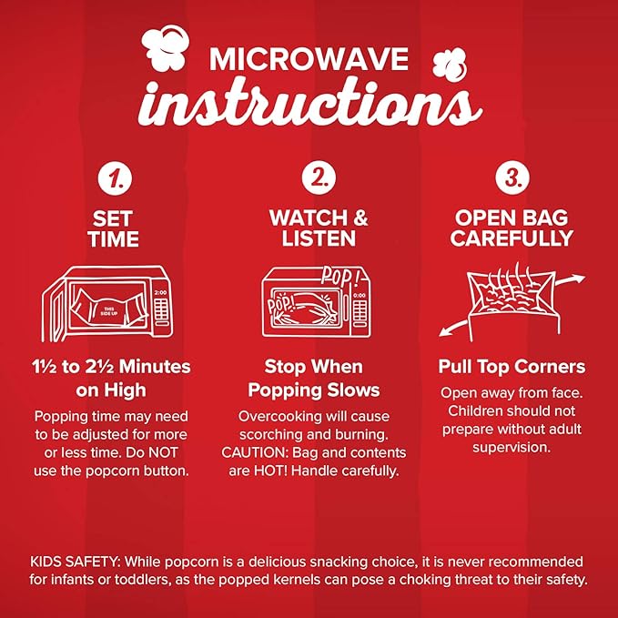 Orville Redenbacher’s Microwave Popcorn, Butter Flavor, 3g Fiber Per Serving, 3.29 oz., 3-Count (12 Boxes)