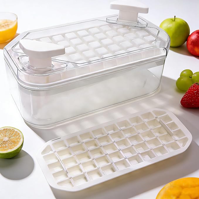 Ice Cube Tray with Lid and Bin+ Mini Ice Cube Trays with Lids