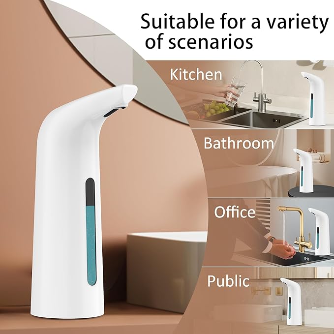 Automatic Soap Dispenser Touchless,400ML Hand & Dish Countertop Electric Liquid Dispenser with Sensor,Modern 4 Gear Adjustable Waterproof Battery Operated Kitchen Auto Soap Pump