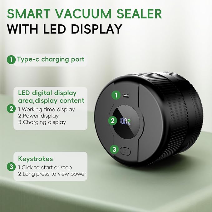 Mason Jar Vacuum Sealer Kit, Electric Sealer for Wide, Regular Mouth Mason Jars, Portable Vacuum Sealer for Jars, Birthday Gift for Her, Gifts for Mom, Grandma