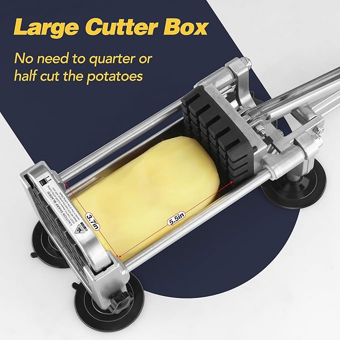 French Fry Cutter, Ruooson Professional Potato Cutter Slicer with 3/8 In Stainless Steel Blades, Great for Whole Potatoes Carrots Cucumbers.