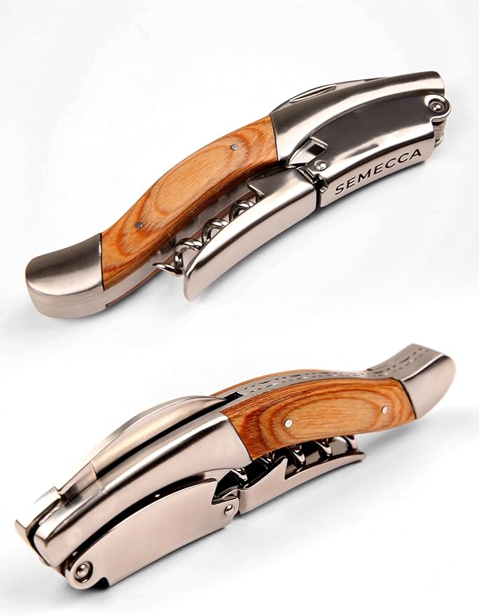 Semecca® Wine Opener – Professional Waiter’s Corkscrew, Double Hinged Wine Key, Wine Bottle Opener with Wooden Gift Box, Gift for Wine Lovers