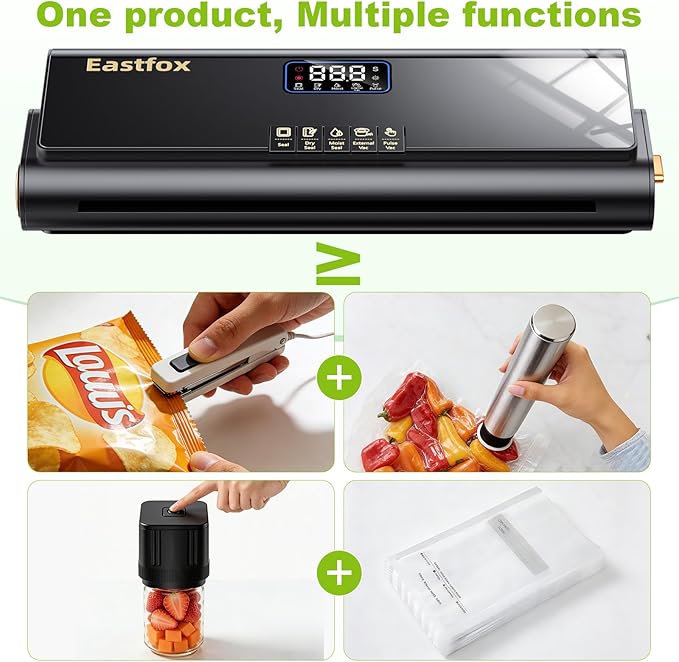 Updated Patented Food Preserver Vacuum Sealer Fully Automatic Heat Sealer Machine, Multi-Functional Food sealer Machine Food Bag Sealer with 20ft Bags 30 Vacuum Bags