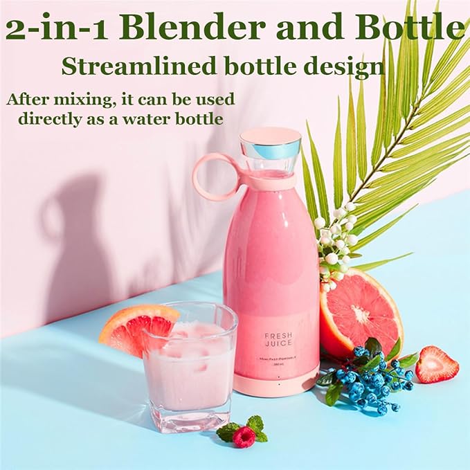 Upgraded Fresh Juice Blender Portable, Juicer Portable Blender Shake, 380ML USB/Magnetic Charging for Shakes and Smoothies, with Travel Cup and Lid (Black,Magnetic charging)