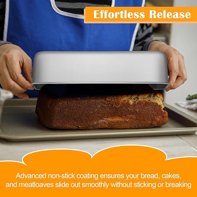 E-far Loaf Pan for Homemade Bread-3 Pack, 12” x 5” Large Stainless Steel Loaf Pans, Long Metal Bread Baking Mold for Banana Cake Meatloaf Sourdough Lasagna, Nontoxic & Dishwasher Safe