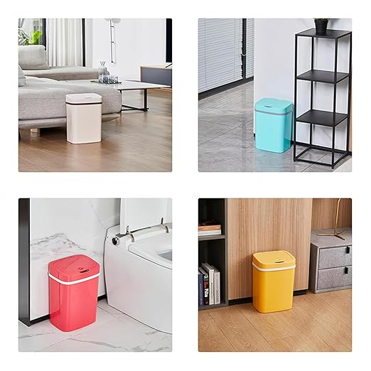 Touchless Motion Sensor Trash Can with Sealing Lid Automatic Soft Close Silent Bathroom Kitchen Office Waste Bin Narrow Rectangular ABS Hands Free Smart Home Garbage Container (Turquoise)