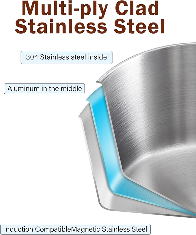 DM Tagine Pot, 11 Inch 3.6 Quart Moroccan Clay Tagine Pot Alternative, Multi-Ply Clad Stainless Steel, Traditional Cooking Pot with Die-Cast Aluminum Red Conical Lid and Stainless Steel Knob