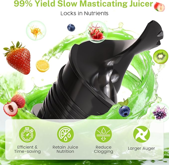 Kndko Juicer Machines with 5.4" Large Feed Chute, Cold Press Juicer for Whole Vegetables and Fruits, Stainless Steel Slow Masticating Juicer Easy to Clean, Self Feeding, High Juice Yield