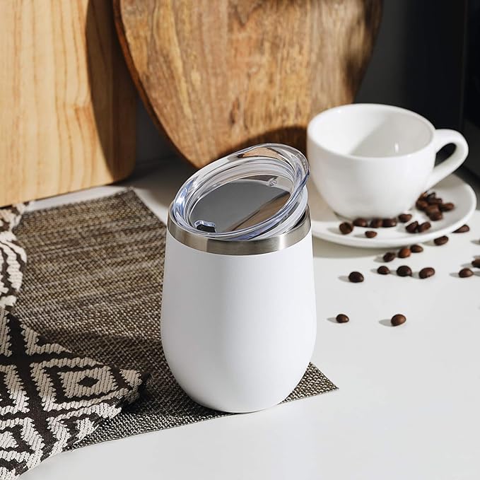 MEWAY 12oz/12 Pack Wine Tumbler Glasses with Lid -Double Wall Vacuum Stainless Steel Travel Tumbler Mug,Stemless Insulated Wine Cup for,Coffee,Cocktails,Gifts (Red,Set of 12)