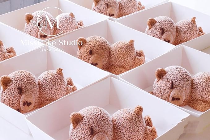 Lying Bear Fondant Mold Chocolate Molds Silicone, 3D Silicone Animal Mold for DIY Fondant, Dessert Baking, Jello, Candy, Cake Baking Decorating, Ice Cube, Soap,Resin