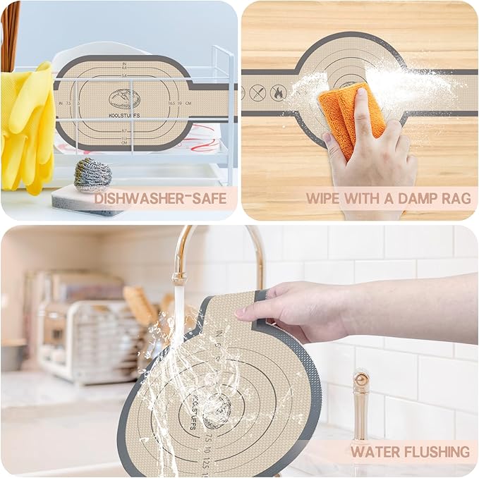 Koolstuffs Silicone Bread Sling for Dutch Oven, 2 PCS Non-Stick & Easy Clean Reusable Silicone Bread Baking Mat with Long Handles, Easy to Transfer Sourdough Bread, Gray