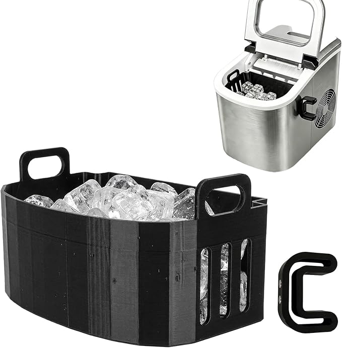 Replacement Ice Basket Compatible with Magic Chef & for Frigidaire Countertop Ice Makers - Durable Storage Bucket, Direct Fit Spare Part, No Assembly Required (Black)