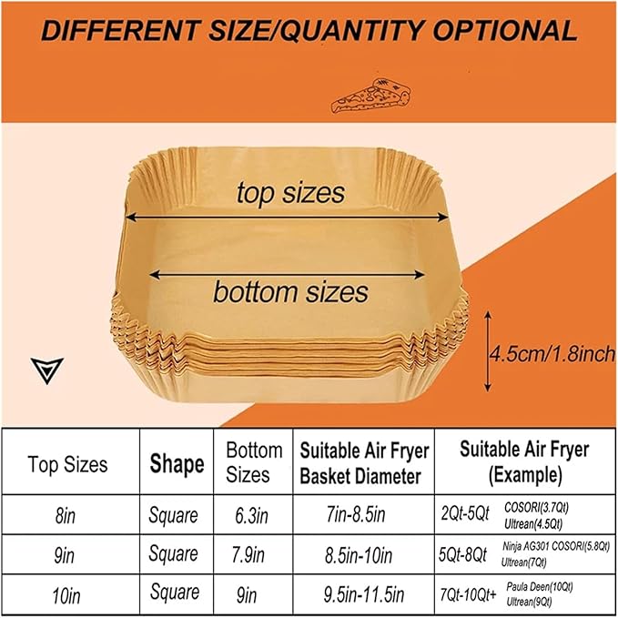 Large Air Fryer Disposable Paper Liners Nonstick 23cm Oven Airfryer Parchment Baking Paper ，Compatible For Ninja，Compatible For COSORI ，Grill Cooking Basket(23cm round,100 Pcs)