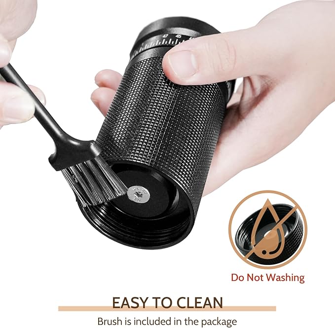 Manual Coffee Grinder with Digital External Adjustable Settings, Portable Hand Grinder with Stainless Steel Conical Burr, 30g Capacity for Travel, Camping, Office, Espresso, Pour Over (Black)