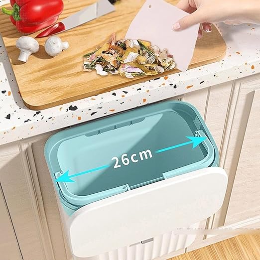 Hanging Trash Can, Kitchen Garbage Bin Waste Bins, Kitchen Hanging Trash Can with Lid Wall Mounted Kitchen Trash Can for Cabinet Door Recycling Trash Basket (Color : A)