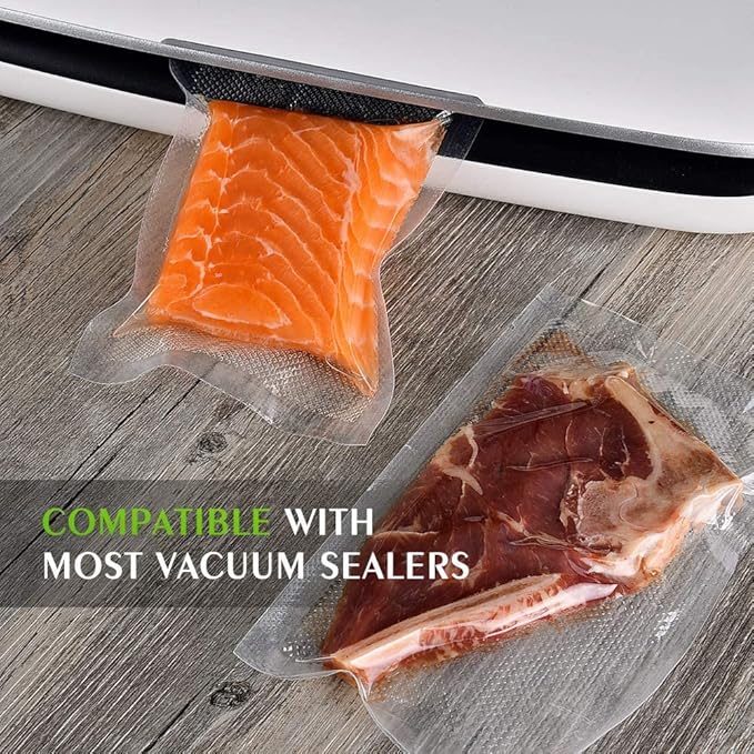 Vacuum Sealer Bags For Food - 100 Quart 8" x 12" - Commercial Grade BPA Free Bag - Durable Customized Size Food Vac Bags for Storage and Sous Vide Cooking - Puncture Prevention