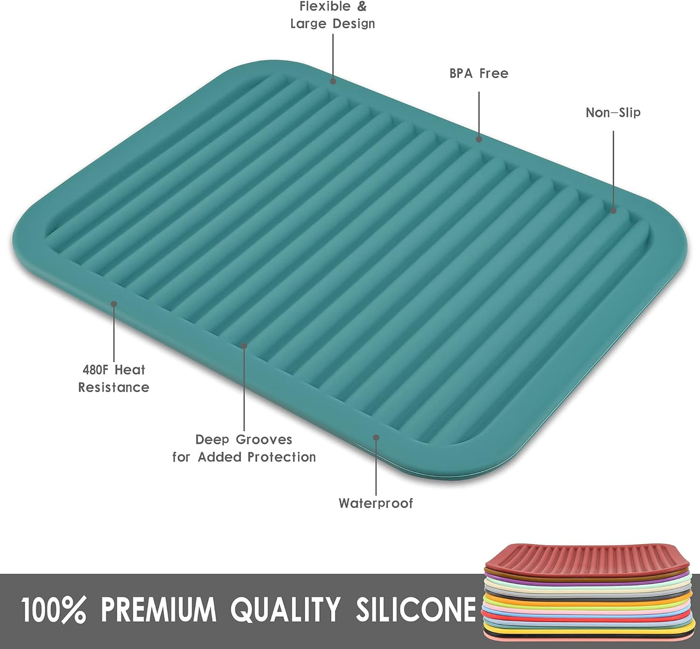 Smithcraft Lucky Plus Silicone Trivet Mat for Dish Hot Pads for Counter Top,Pan and Pot Heat Resistant Workshop, 2 Pack,Size:9x12 Inches, Color: Blue,Shape:Rectangular