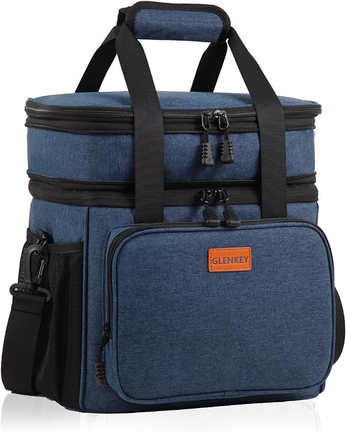 Expandable Large Lunch Box, Insulated Heavy Duty Lunch Bag Waterproof Leakproof Durable Cooler Bag for Men Women Adults Work Construction Camping Trip, 16L, Blue, GLENKEY