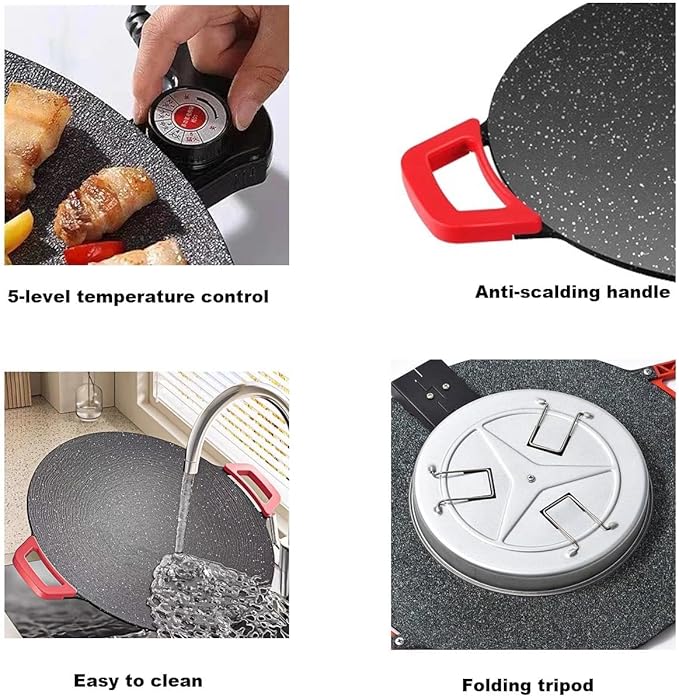 Indoor Grills Electric Smokeless – Nonstick Electric Griddle for Indoor Use, Fast-Heating Compact & Versatile Cooking for Steaks, Pancakes, and BBQ (15.7inch)(15.8in)