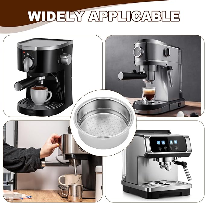 51mm Pressurized Filter Basket 2 Cups Stainless Steel for Semi-Automatic Espresso Coffee Machine, Double Layer Portafilter Perfect for Home Cappuccino Americano Baristas