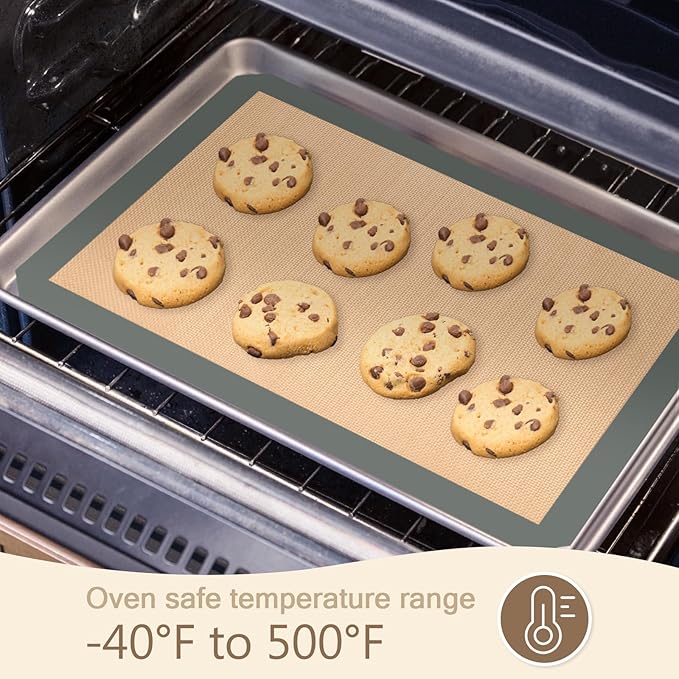 Silicone Baking Mat, Reusable Silicone Mats for Baking Set of 3, Non-Stick Baking Supplies for Pastries, Cookies, Macaroons, Bread