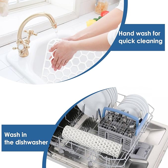 Bestjing Silicone Sink Protectors for Kitchen Sink - 18.3"x12.5" Kitchen Protector Accessory, Non-Slip Heat Resistant Mat for Bottom of Farmhouse Porcelain Stainless Steel (White)