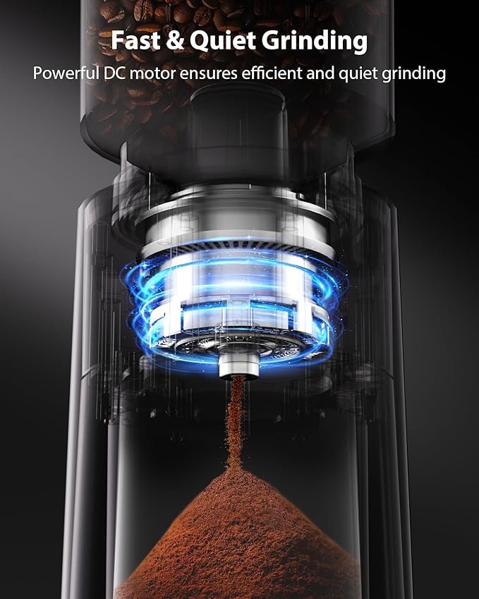 Conical Burr Coffee Grinder,3-Ear Portafilter Holder
