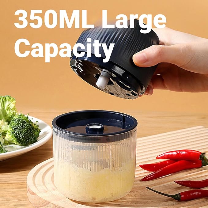 2026 New Electric Garlic Chopper, Mini Portable Veggie Chopper, Small Cordless Garlic Choppers Mincer, USB Rechargeable, 350ML Electric Mini Veggie Cutter for Onion, Garlic, Chili, Ginger (Blue)