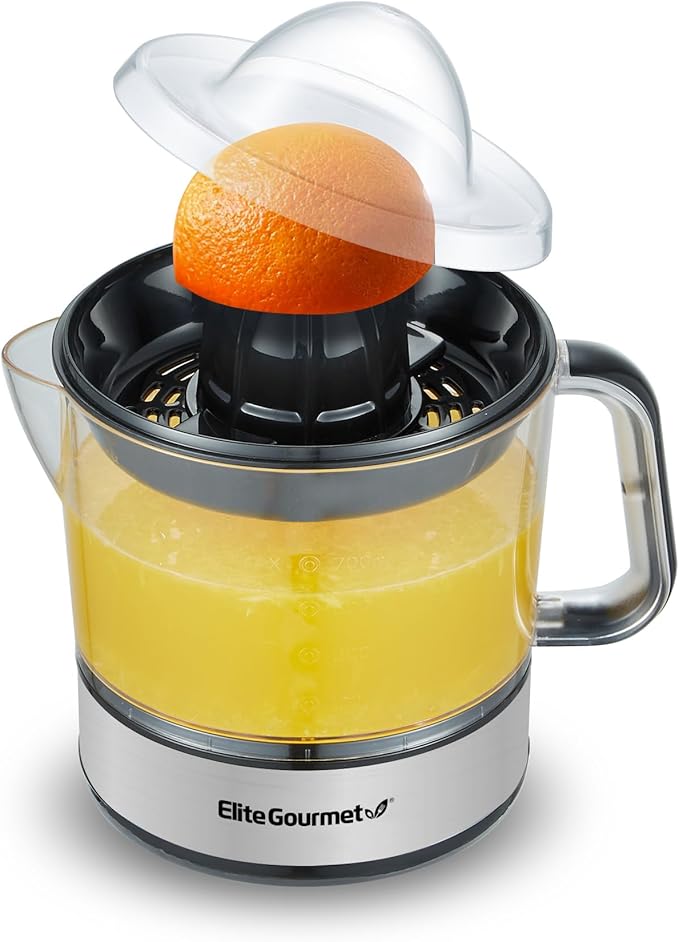 Elite Gourmet Compact Masticating Slow Juicer, Cold Press Juice Extractor, BPA-Free, with Electric Citrus Juicer, Pulp Control, 24oz
