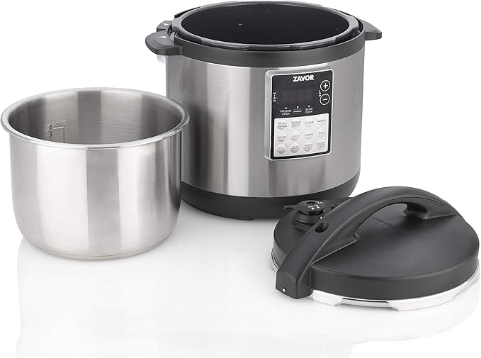 Zavor LUX Edge 6 Quart Programmable Electric Multi-Cooker: Pressure Cooker, Slow Cooker, Rice Cooker, Yogurt Maker, Steamer and more - Stainless Steel (ZSELE02)