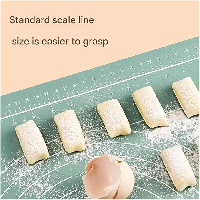 Silicone Measuring Kneading Pad Set Household Rolling Pin Dough Large Thick Non-slip Non-stick Bottom Baking Tool(Kneading pad green)