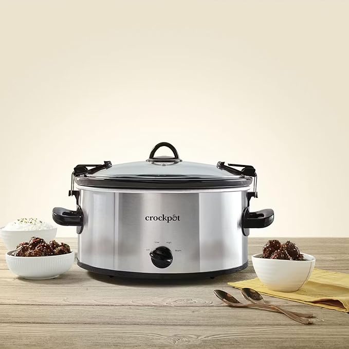 Crock-Pot SCCPVL600S Cook' N Carry 6-Quart Oval Manual Portable Slow Cooker, Silver