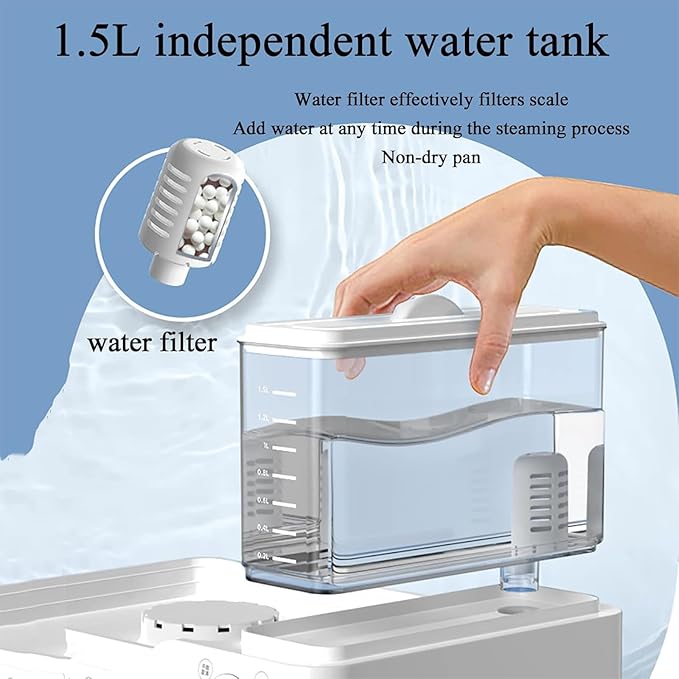 800W Food Steamer, 3 Tier Electric Steamer, with 24L Capacity, Touch Screen Display, 12H Appointment, Independent Water Tank, for All Homes
